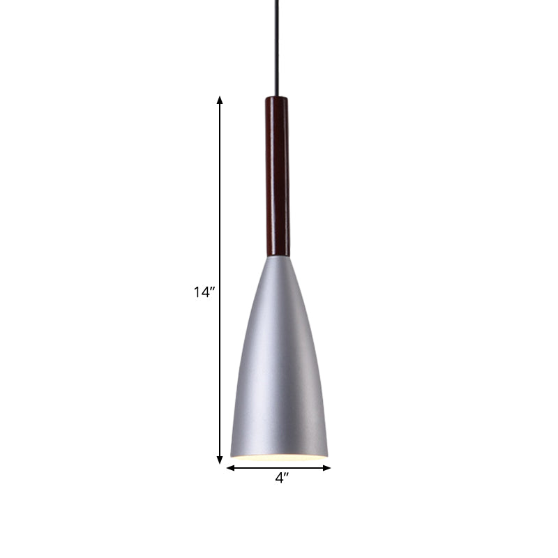 Gray Trumpet Pendulum Light - Stylish 1-Head Aluminum Ceiling Pendant For Bedside Nordic Design