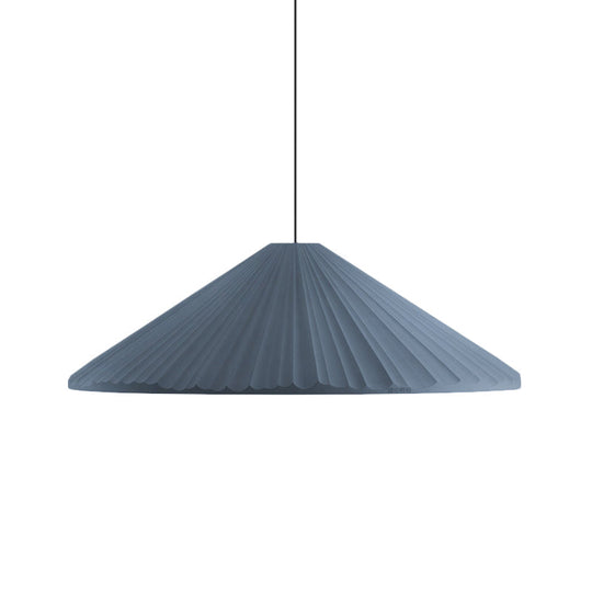 Ribbed Conic Pendant Light In Macaron Resin - Single Bedside Hanging White/Pink/Blue