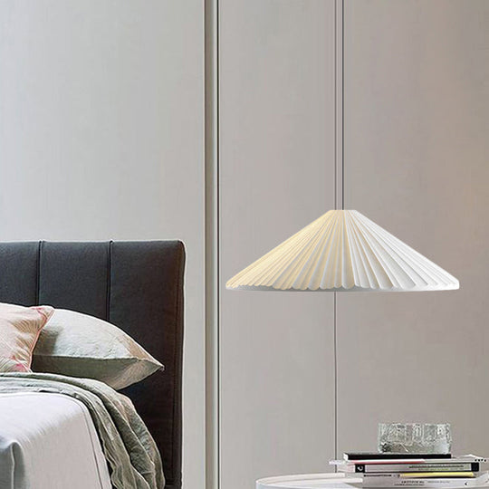 Ribbed Macaron Pendant Bedside Light In White/Pink/Blue Resin