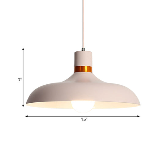 Minimalist 1-Light Pink Aluminum Pendant Barn Light Kit For Dining Table