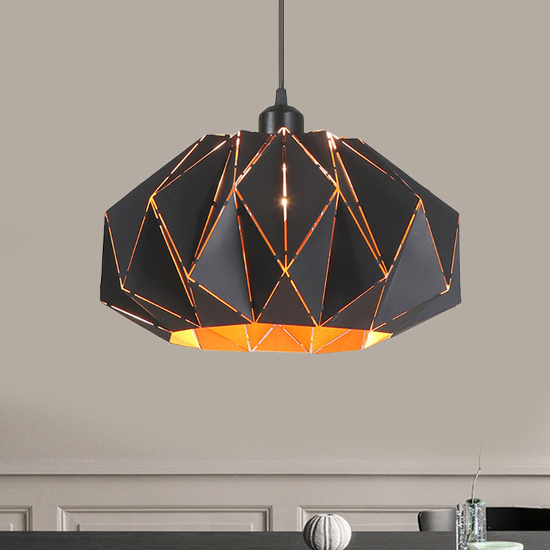 Nordic White/Black Pendant Lamp With Laser-Cut Iron Shade For Living Room Black