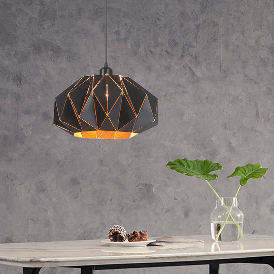 Nordic White/Black Living Room Pendant Lamp With Laser-Cut Iron Shade