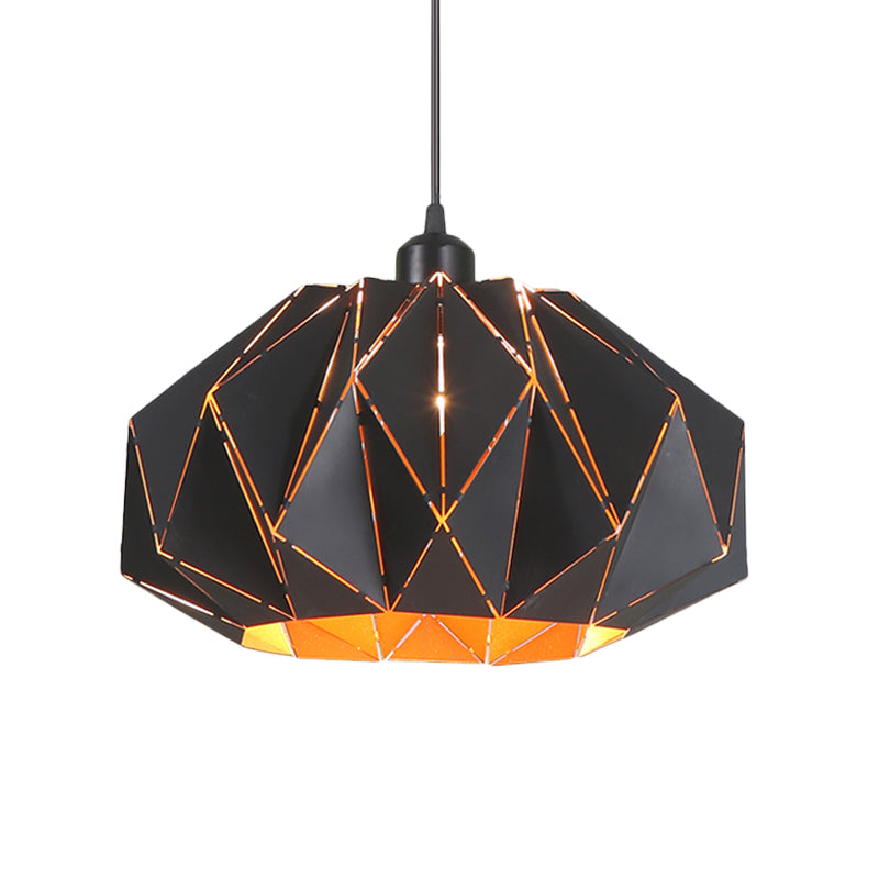 Nordic White/Black Living Room Pendant Lamp With Laser-Cut Iron Shade
