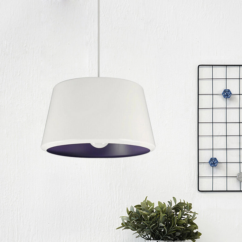 Truncated Cone Pendant Light - Aluminum Simplicity Single 12/16 Inches Wide White/Purple Inner