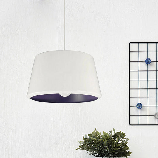 Truncated Cone Pendant Light - Aluminum Simplicity Single 12/16 Inches Wide White/Purple Inner