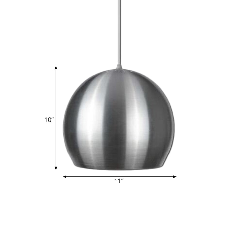 Modern Satin Nickel Dome Pendant Light Fixture With Pierced Design