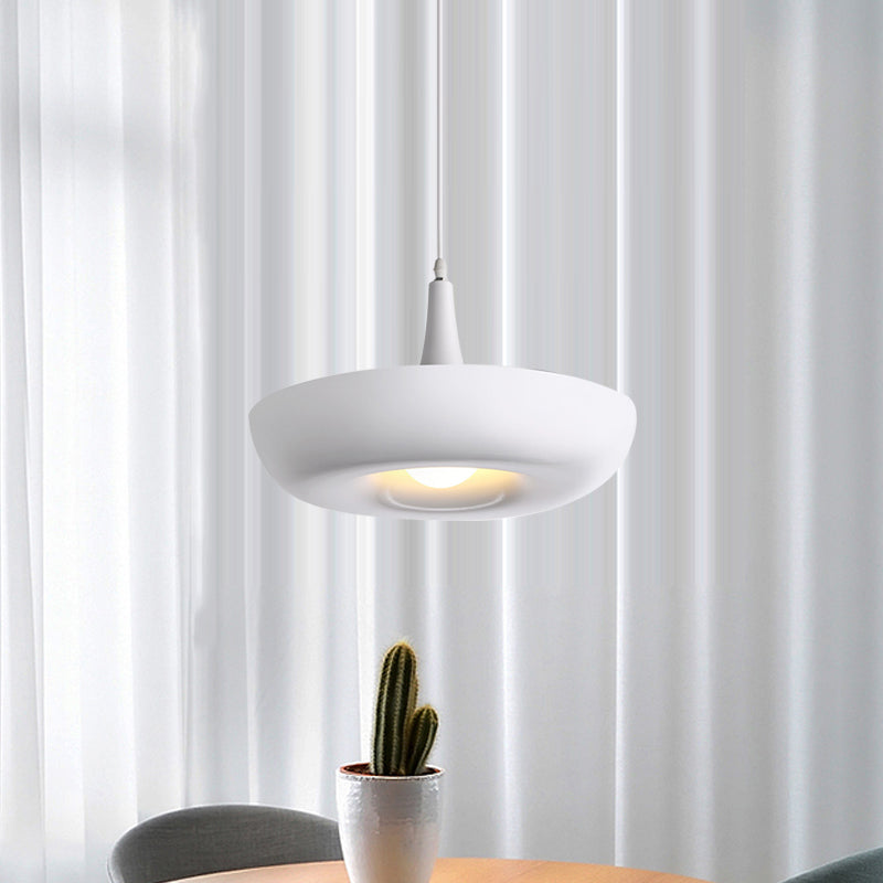 Aluminum Trumpet Hanging Lamp With White/Black Nordic Pendant And Curled Edge