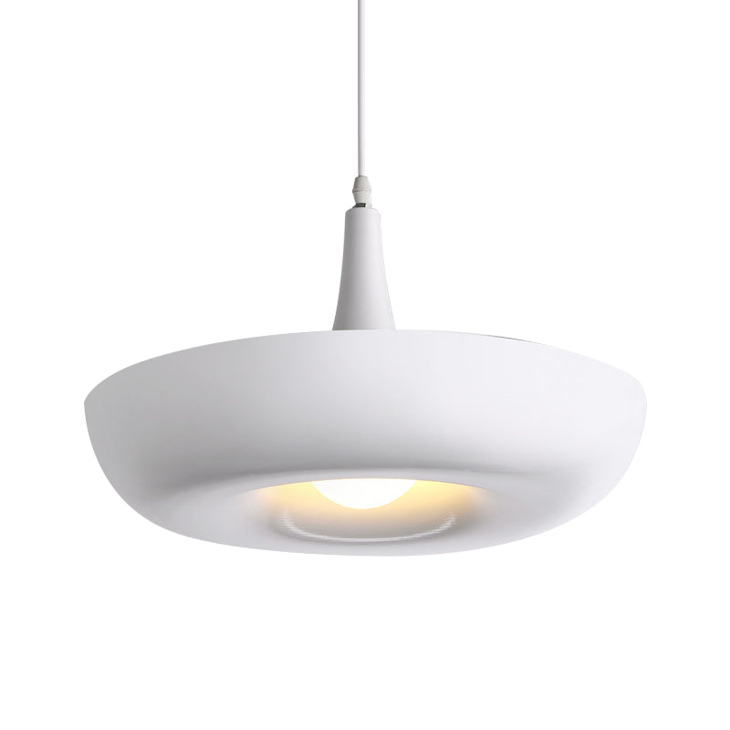 Aluminum Trumpet Hanging Lamp With White/Black Nordic Pendant And Curled Edge