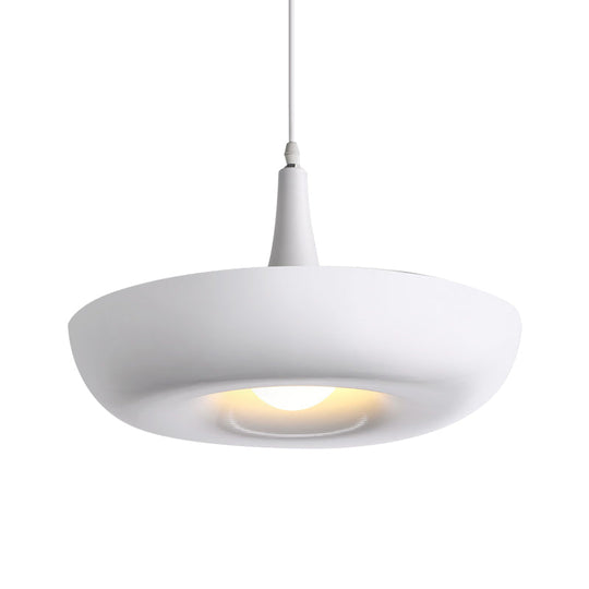 Aluminum Trumpet Hanging Lamp With White/Black Nordic Pendant And Curled Edge