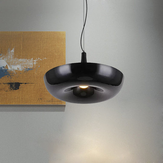 Aluminum Trumpet Hanging Lamp With White/Black Nordic Pendant And Curled Edge