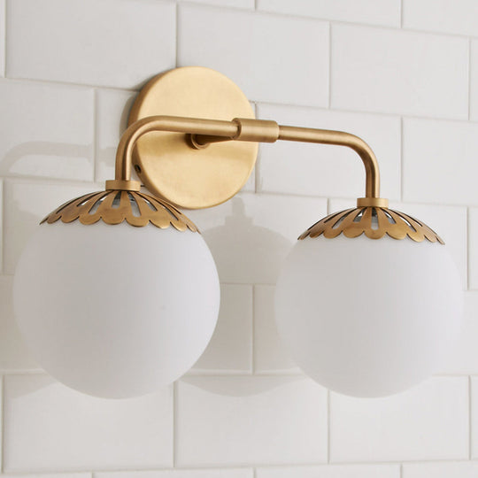 Ivory Glass Gold Vanity Sconce - Elegant Wall Mounted Light Fixture For Bedroom 2 /