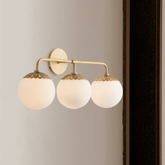 Ivory Glass Gold Vanity Sconce - Elegant Wall Mounted Light Fixture For Bedroom
