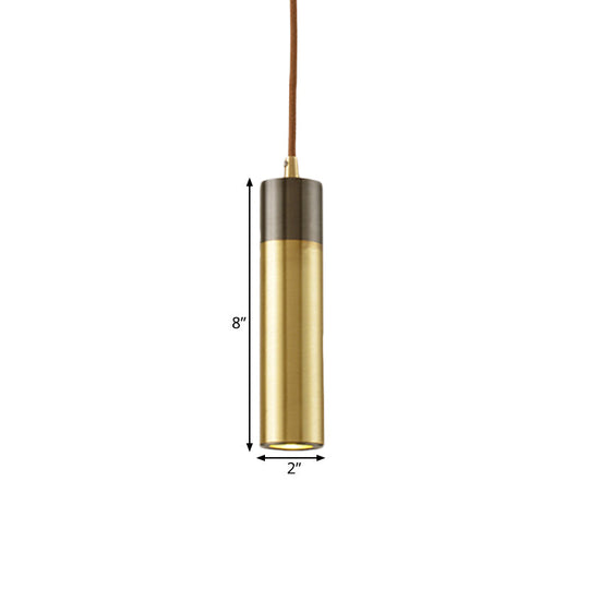 Postmodern Brass-Black 1-Light Pendant For Column Beer Bar - Metal Ceiling Hanging Light Kit