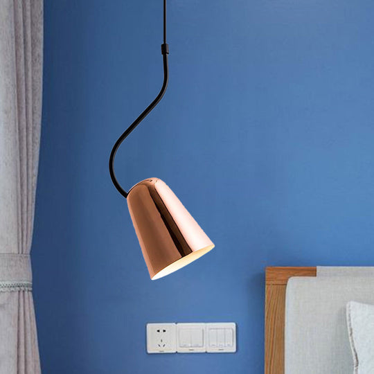 Copper Tapered Ceiling Light - Minimalist Iron Pendant With Curving Top
