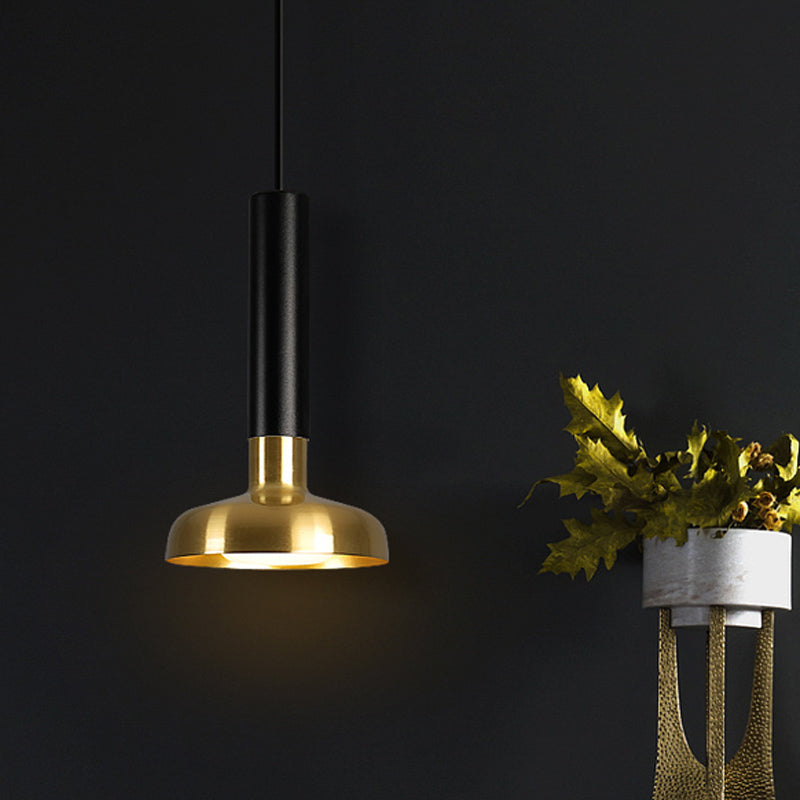 Mid Century Led Torch Metal Pendant Ceiling Lamp - Black-Gold For Kitchen Dinette