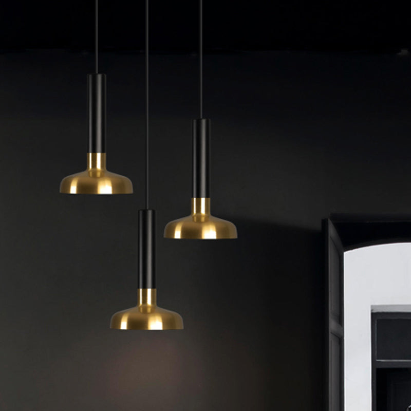 Mid Century Led Torch Metal Pendant Ceiling Lamp - Black-Gold For Kitchen Dinette