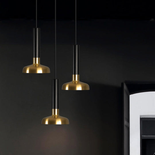 Modern Mid Century Led Torch Pendant Lamp In Black-Gold For Kitchen Dinette