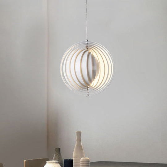 Rotatable Eclipse Ball Pendant Light In Nordic Style - White Aluminum For Single Lounge