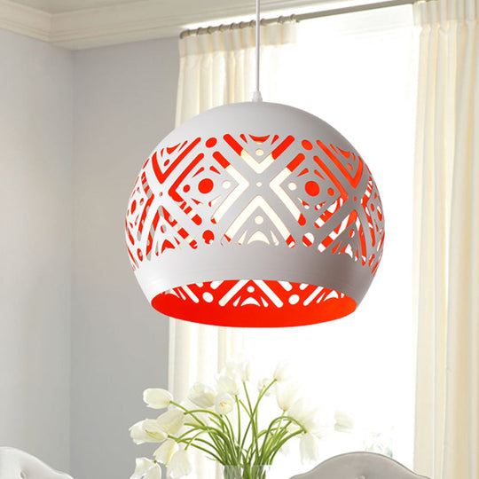 Hollowed Dome Iron Pendulum Light - Modernist Pendant Fixture For A Modern Space White