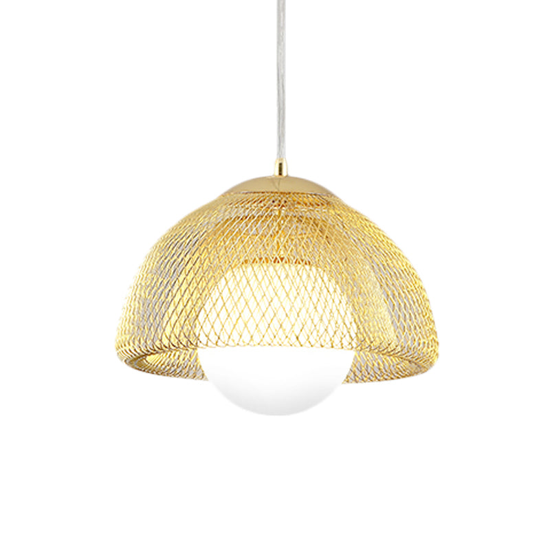 Vintage Opal Matte Glass Globe Pendant Light - 12’/16’ Wide 1 Hanging Lamp In Gold With Dual