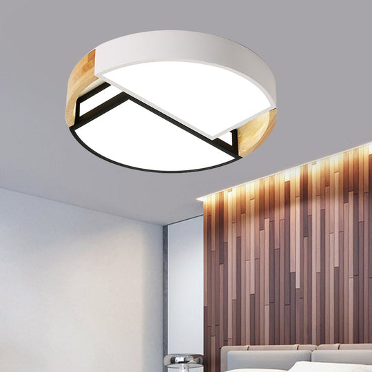 Modern Nordic Acrylic Flushmount Led Ceiling Light In White-Black For Bedroom 16/19.5 Wide