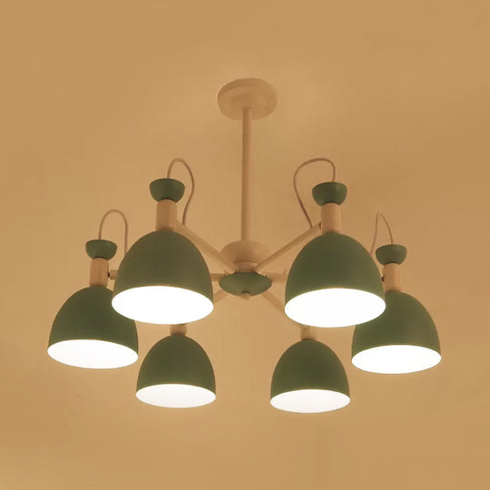 Inverted Iron Goblet Chandelier With Macaron Ceiling Suspension - Blue And White