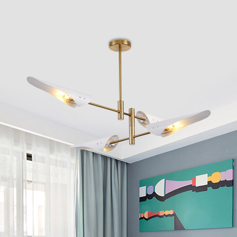 Modern 2 - Tier Spiked Iron Ceiling Chandelier With 4 Rotating Heads - Black/White Semi Flush Mount