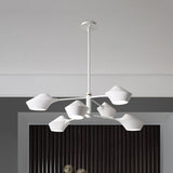 Modern 2-Tier Swivel Chandelier - Black-Gold/White 6 Bulbs For Living Room Ceiling White