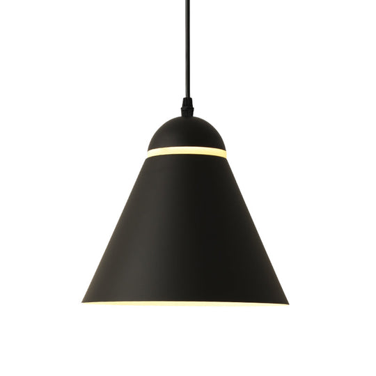 Sleek Metallic Hanging Light Fixture - Sliced Cone Design 1-Light Matte Black Pendant