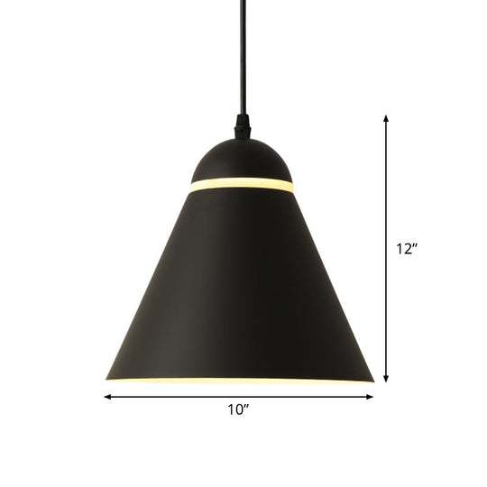 Sleek Metallic Hanging Light Fixture - Sliced Cone Design 1-Light Matte Black Pendant