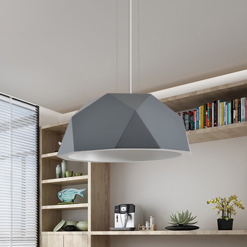 Modern Faceted Hemispherical Hanging Lamp In Sleek Resin - Single Pendant Light For Guest Room