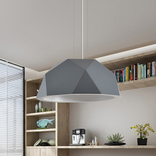 Modern Faceted Hemispherical Hanging Lamp In Sleek Resin - Single Pendant Light For Guest Room