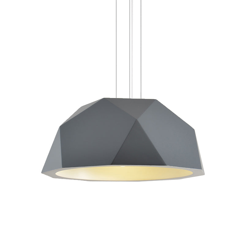 Modern Faceted Hemispherical Hanging Lamp In Sleek Resin - Single Pendant Light For Guest Room