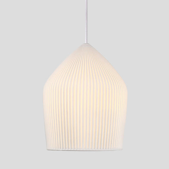 Sleek Prismatic Glass Pendant Light Kit With Single Suspension - White Cloche Hanging Lamp