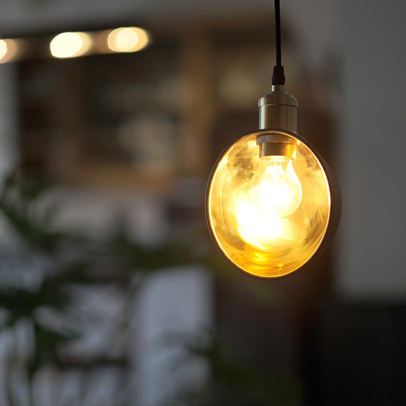 Brass And Black Inner Pot Pendant Light - Simple Metal Ceiling Lamp For Kitchen