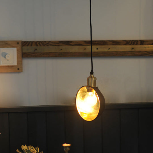 Simple Black And Brass Pendant Light - Stylish Metal Ceiling Lamp For Kitchen