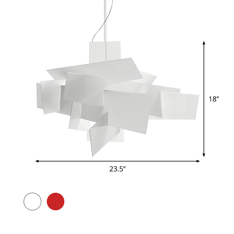 Artistry Spliced Acrylic Drop Pendant Ceiling Light In White/Red - 2 Bulbs Multi Design For Living