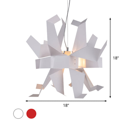 Origami Bird Pendant Lamp - White/Red Art Decor Hanging Light Fixture