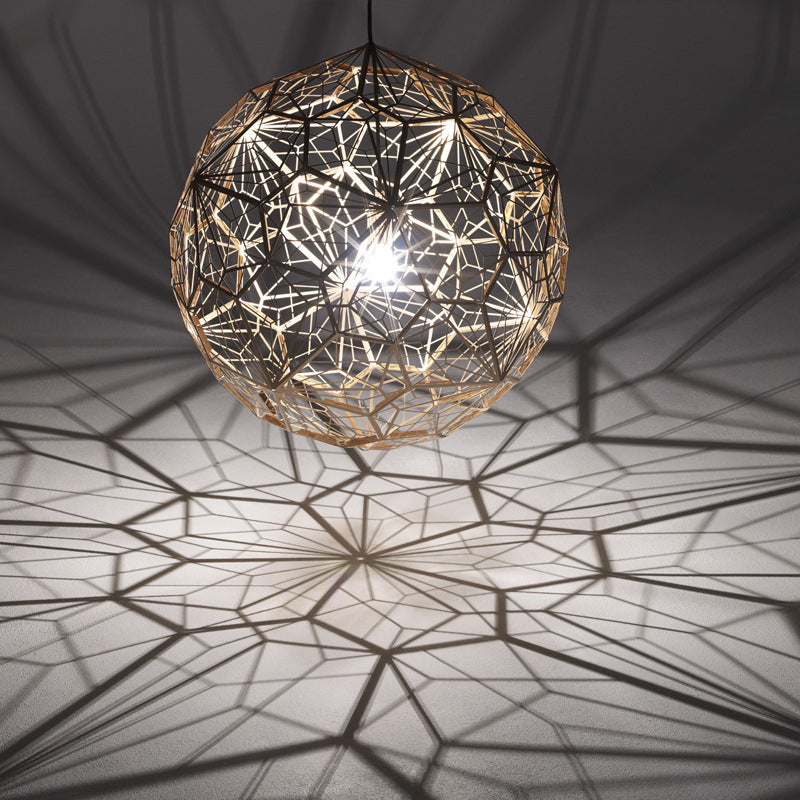 Modern Stainless Steel Rose Gold/Chrome Pendant Lighting: Stylish Hollowed Wire Sphere Design
