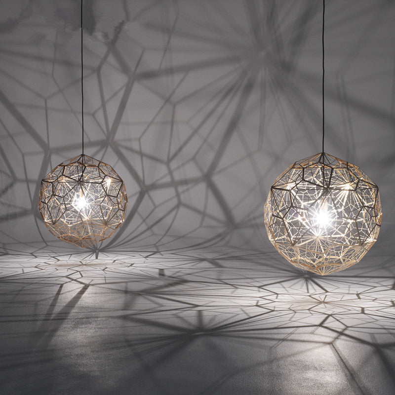 Modern Stainless Steel Rose Gold/Chrome Pendant Lighting: Stylish Hollowed Wire Sphere Design