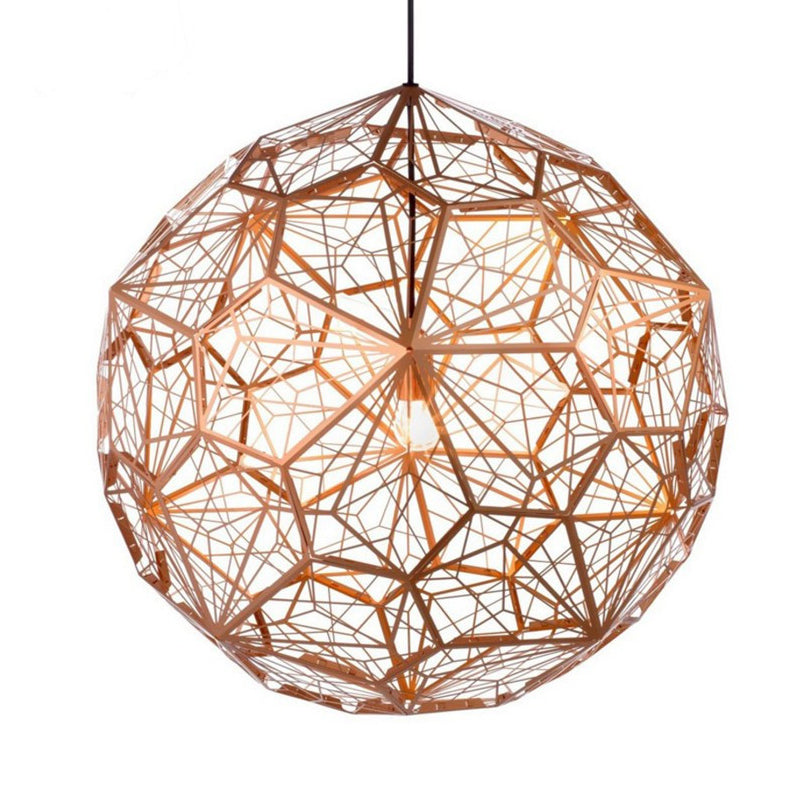 Modern Stainless Steel Rose Gold/Chrome Pendant Lighting: Stylish Hollowed Wire Sphere Design