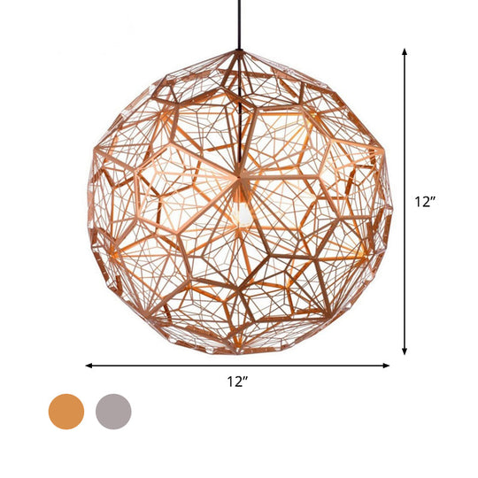 Modern Stainless Steel Rose Gold/Chrome Pendant Lighting: Stylish Hollowed Wire Sphere Design