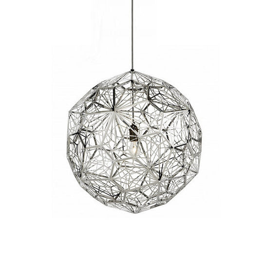 Modern Stainless Steel Rose Gold/Chrome Pendant Lighting: Stylish Hollowed Wire Sphere Design