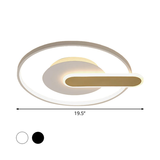 Modern Thin Button Ceiling Light: Acrylic Black/White - Gold Led Flush Mount