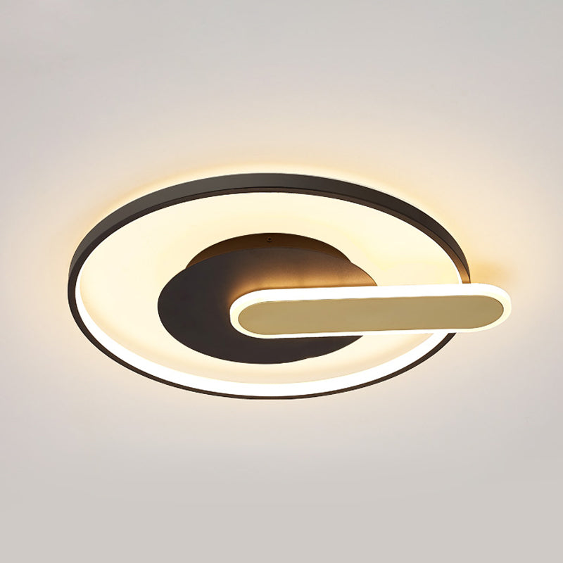 Modern Thin Button Ceiling Light: Acrylic Black/White - Gold Led Flush Mount