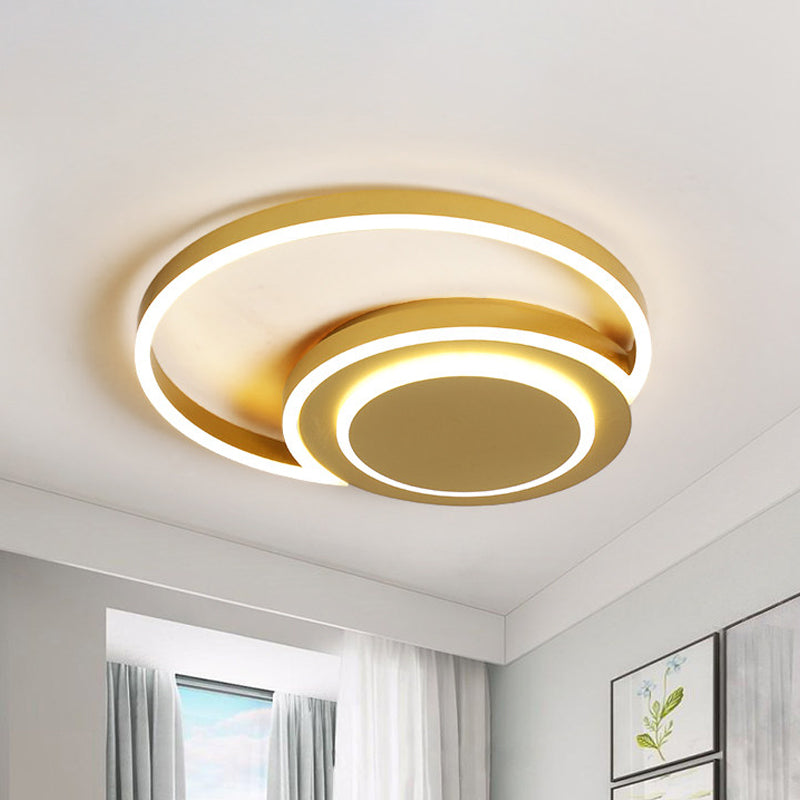 Modern Gold Led Flush Mount Ceiling Light For Bedroom - Crescent Design Acrylic Material 18/21.5