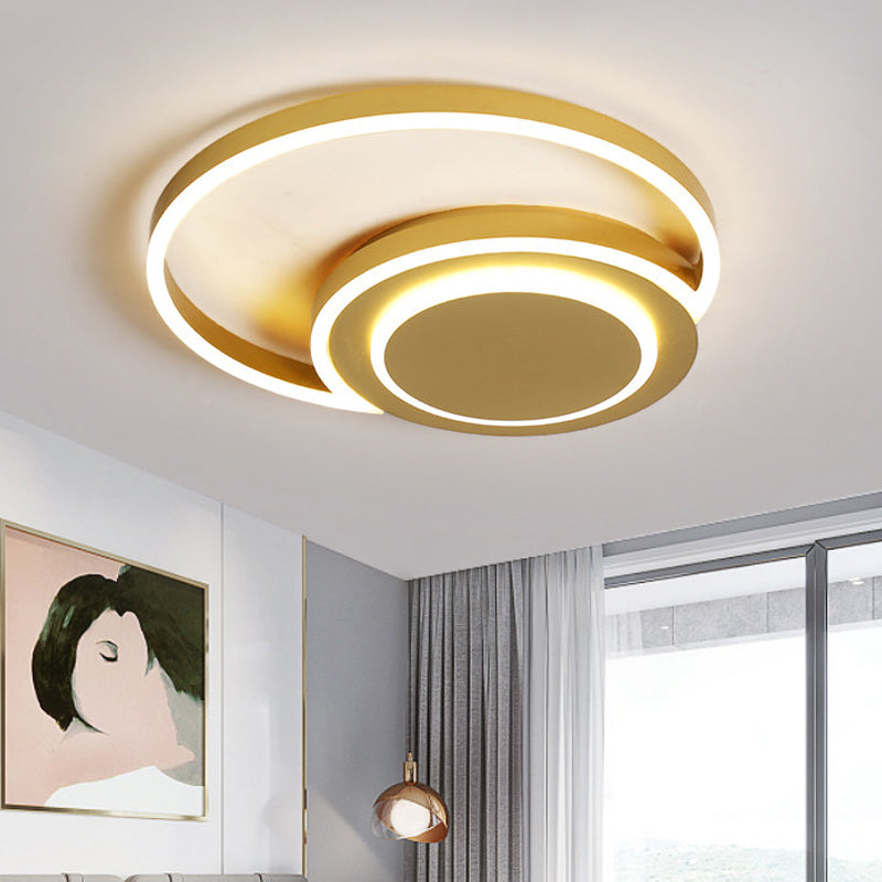 Modern Gold Led Flush Mount Ceiling Light For Bedroom - Crescent Design Acrylic Material