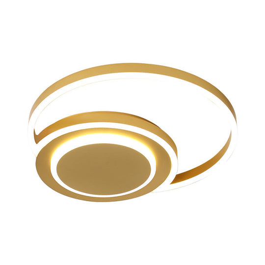 Modern Gold Led Flush Mount Ceiling Light For Bedroom - Crescent Design Acrylic Material