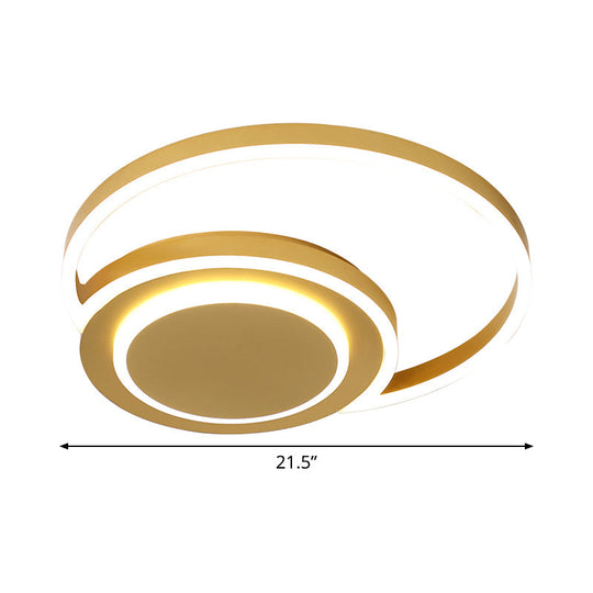Modern Gold Led Flush Mount Ceiling Light For Bedroom - Crescent Design Acrylic Material