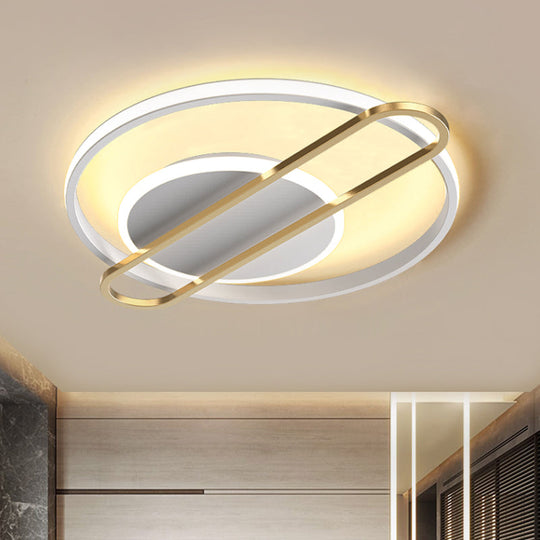 Modernist Circle Thin Flush Mount Led Ceiling Light Fixture - Black/Gold/White 16.5’/20.5’ Wide